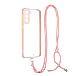 Necklace Cross-body Lanyard Strap Cord Phone Case Cover for Samsung Galaxy S21 Plus - Pink