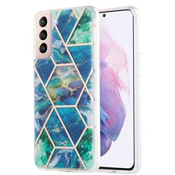 Blue Green Marble Pattern Galvanized Electroplating Protective Case Cover for Samsung Galaxy S21 Plus