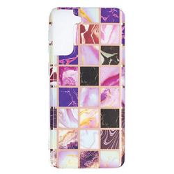 Square Puzzle Painted Marble Electroplating Protective Case for Samsung Galaxy S21 Plus