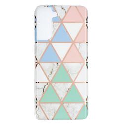 Fresh Triangle Painted Marble Electroplating Protective Case for Samsung Galaxy S21 Plus