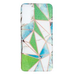 Green Triangle Painted Marble Electroplating Protective Case for Samsung Galaxy S21 Plus