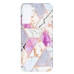 Purple and White Painted Marble Electroplating Protective Case for Samsung Galaxy S21 Plus