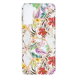 Tropical Rainforest Flower Painted Marble Electroplating Protective Case for Samsung Galaxy S21 Plus