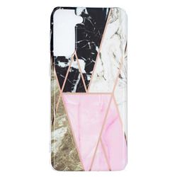 Pink and Black Painted Marble Electroplating Protective Case for Samsung Galaxy S21 Plus