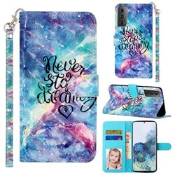 Blue Starry Sky 3D Leather Phone Holster Wallet Case for Samsung Galaxy S21 Plus / S30 Plus