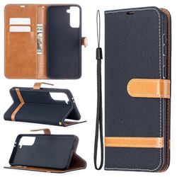 Jeans Cowboy Denim Leather Wallet Case for Samsung Galaxy S21 Plus / S30 Plus - Black