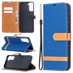 Jeans Cowboy Denim Leather Wallet Case for Samsung Galaxy S21 Plus / S30 Plus - Sapphire