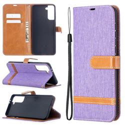 Jeans Cowboy Denim Leather Wallet Case for Samsung Galaxy S21 Plus / S30 Plus - Purple