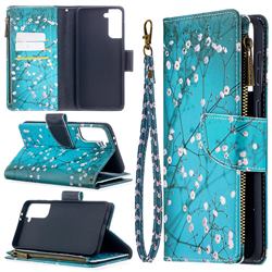 Blue Plum Binfen Color BF03 Retro Zipper Leather Wallet Phone Case for Samsung Galaxy S21 Plus / S30 Plus
