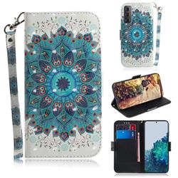 Peacock Mandala 3D Painted Leather Wallet Phone Case for Samsung Galaxy S21 Plus / S30 Plus