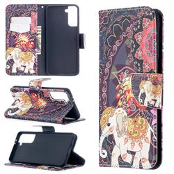 Totem Flower Elephant Leather Wallet Case for Samsung Galaxy S21 Plus / S30 Plus