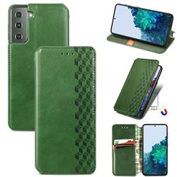 Ultra Slim Fashion Business Card Magnetic Automatic Suction Leather Flip Cover for Samsung Galaxy S21 Plus / S30 Plus - Green