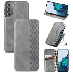 Ultra Slim Fashion Business Card Magnetic Automatic Suction Leather Flip Cover for Samsung Galaxy S21 Plus / S30 Plus - Grey