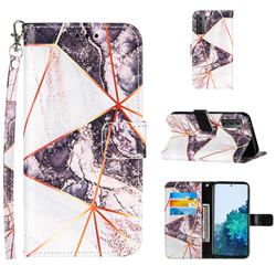 Black and White Stitching Color Marble Leather Wallet Case for Samsung Galaxy S21 Plus