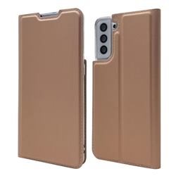 Ultra Slim Card Magnetic Automatic Suction Leather Wallet Case for Samsung Galaxy S21 Plus - Rose Gold