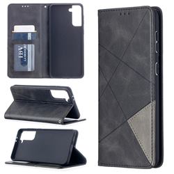 Prismatic Slim Magnetic Sucking Stitching Wallet Flip Cover for Samsung Galaxy S21 Plus - Black