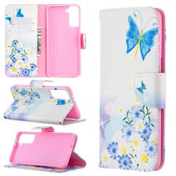Butterflies Flowers Leather Wallet Case for Samsung Galaxy S21 Plus