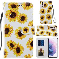 Sunflower Smooth Leather Phone Wallet Case for Samsung Galaxy S21 Plus