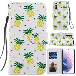 Pineapple Smooth Leather Phone Wallet Case for Samsung Galaxy S21 Plus