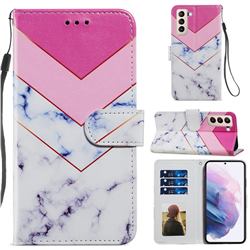 Smoke Marble Smooth Leather Phone Wallet Case for Samsung Galaxy S21 Plus
