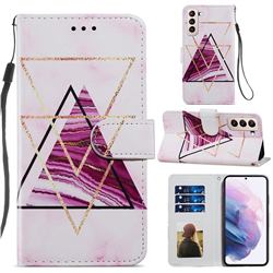 Three-color Marble Smooth Leather Phone Wallet Case for Samsung Galaxy S21 Plus