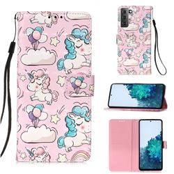 Angel Pony 3D Painted Leather Wallet Case for Samsung Galaxy S21 Plus