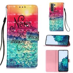 Colorful Dream Catcher 3D Painted Leather Wallet Case for Samsung Galaxy S21 Plus