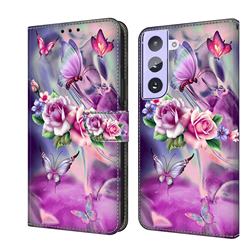 Flower Butterflies Crystal PU Leather Protective Wallet Case Cover for Samsung Galaxy S21 Plus
