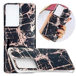 Black Galvanized Rose Gold Marble Phone Back Cover for Samsung Galaxy S21 Ultra / S30 Ultra