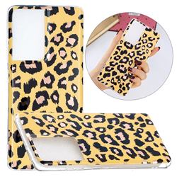 Leopard Galvanized Rose Gold Marble Phone Back Cover for Samsung Galaxy S21 Ultra / S30 Ultra