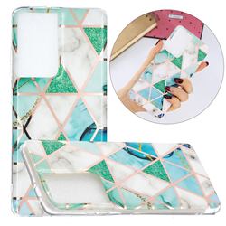 Green White Galvanized Rose Gold Marble Phone Back Cover for Samsung Galaxy S21 Ultra / S30 Ultra