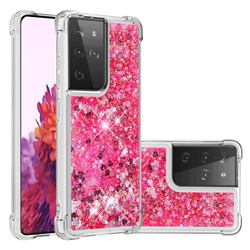 Dynamic Liquid Glitter Sand Quicksand TPU Case for Samsung Galaxy S21 Ultra - Pink Love Heart