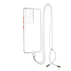 Necklace Cross-body Lanyard Strap Cord Phone Case Cover for Samsung Galaxy S21 Ultra - Transparent