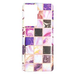 Square Puzzle Painted Marble Electroplating Protective Case for Samsung Galaxy S21 Ultra