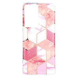 Cherry Glitter Painted Marble Electroplating Protective Case for Samsung Galaxy S21 Ultra