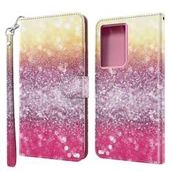 Gradient Rainbow 3D Painted Leather Wallet Case for Samsung Galaxy S21 Ultra / S30 Ultra