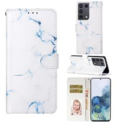 Soft White Marble PU Leather Wallet Case for Samsung Galaxy S21 Ultra / S30 Ultra
