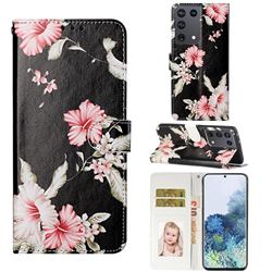 Azalea Flower PU Leather Wallet Case for Samsung Galaxy S21 Ultra / S30 Ultra