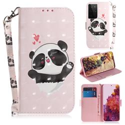 Heart Cat 3D Painted Leather Wallet Phone Case for Samsung Galaxy S21 Ultra / S30 Ultra