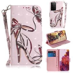 Butterfly High Heels 3D Painted Leather Wallet Phone Case for Samsung Galaxy S21 Ultra / S30 Ultra