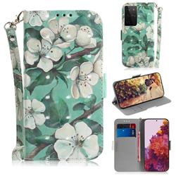 Watercolor Flower 3D Painted Leather Wallet Phone Case for Samsung Galaxy S21 Ultra / S30 Ultra