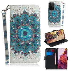 Peacock Mandala 3D Painted Leather Wallet Phone Case for Samsung Galaxy S21 Ultra / S30 Ultra