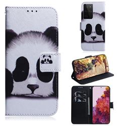 Sleeping Panda PU Leather Wallet Case for Samsung Galaxy S21 Ultra / S30 Ultra