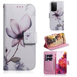 Magnolia Flower PU Leather Wallet Case for Samsung Galaxy S21 Ultra / S30 Ultra
