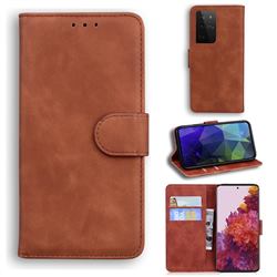 Retro Classic Skin Feel Leather Wallet Phone Case for Samsung Galaxy S21 Ultra / S30 Ultra - Brown