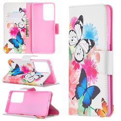 Vivid Flying Butterflies Leather Wallet Case for Samsung Galaxy S21 Ultra