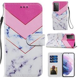 Smoke Marble Smooth Leather Phone Wallet Case for Samsung Galaxy S21 Ultra