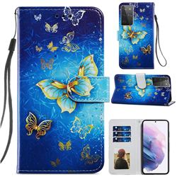 Phnom Penh Butterfly Smooth Leather Phone Wallet Case for Samsung Galaxy S21 Ultra