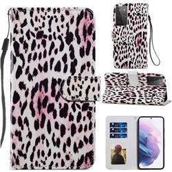 Leopard Smooth Leather Phone Wallet Case for Samsung Galaxy S21 Ultra