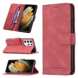 Binfen Color RFID Blocking Leather Wallet Case for Samsung Galaxy S21 Ultra - Red